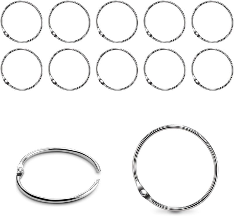 ManTangSun 15 Pack 1-1/4" Metal Binder Rings Paper Loose Leaf Loop Book Clip 1.25" O-Rings for Key Ring, Scrapbook, Index Card, Silver, 32mm - Image 1